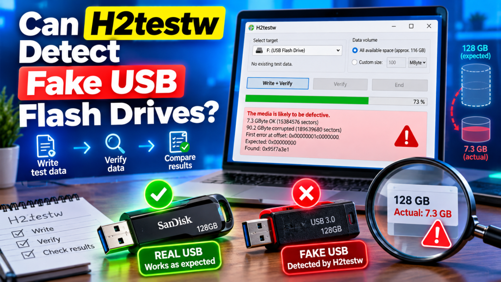 Can H2testw detect fake USB flash drives?