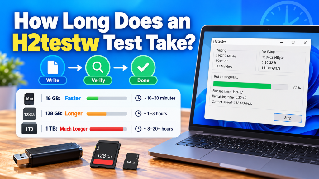 How long does an H2testw test take?